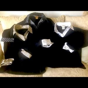 Black sweaters with a layered look.